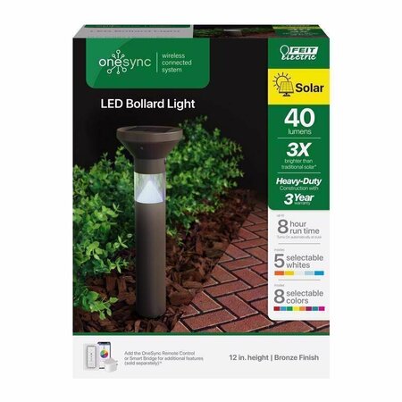 FEIT ELECTRIC OneSync Oil Rubbed Bronze Bronze Solar Powered 40 W LED Bollard Light 1 pk BOLLRDSYNCSOLBZ